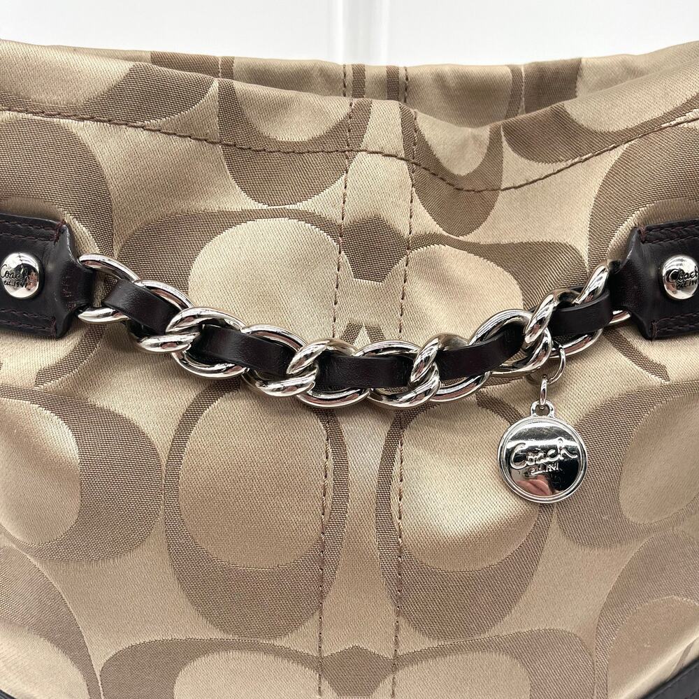 COACH Signature Hobo Braided Chain Shoulder Bag, RARE MEDALLION CHARM - Picture 5 of 11